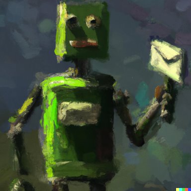 Image Green robot delivering a letter