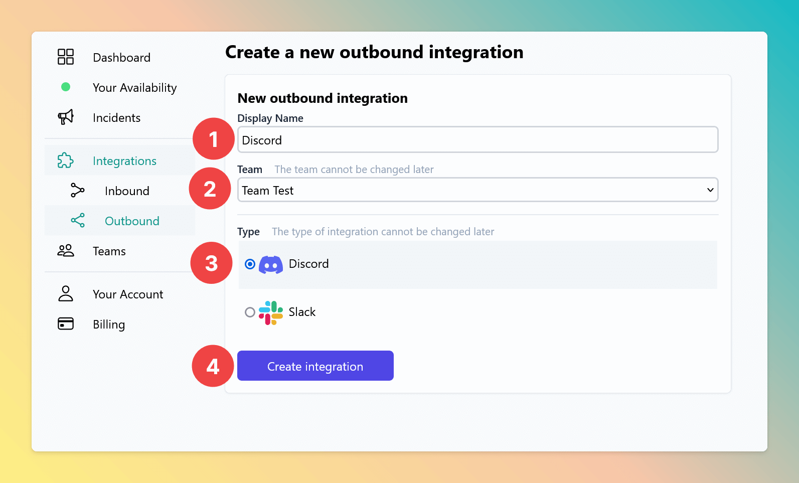 Create Discord Outbound Integration
