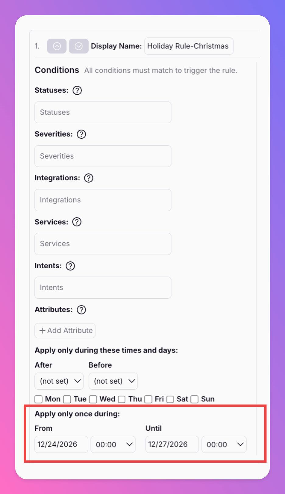 Configure date restrictions