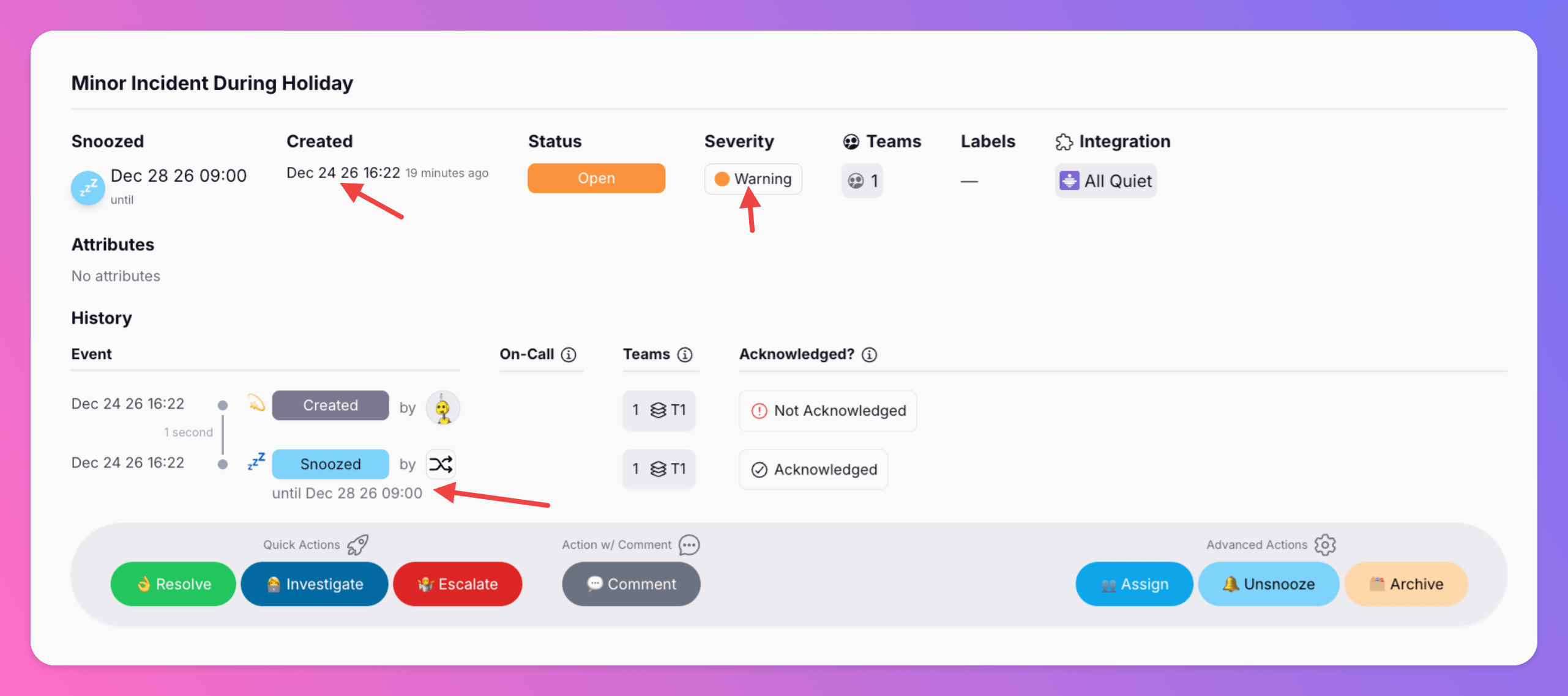 Test incident during holiday period