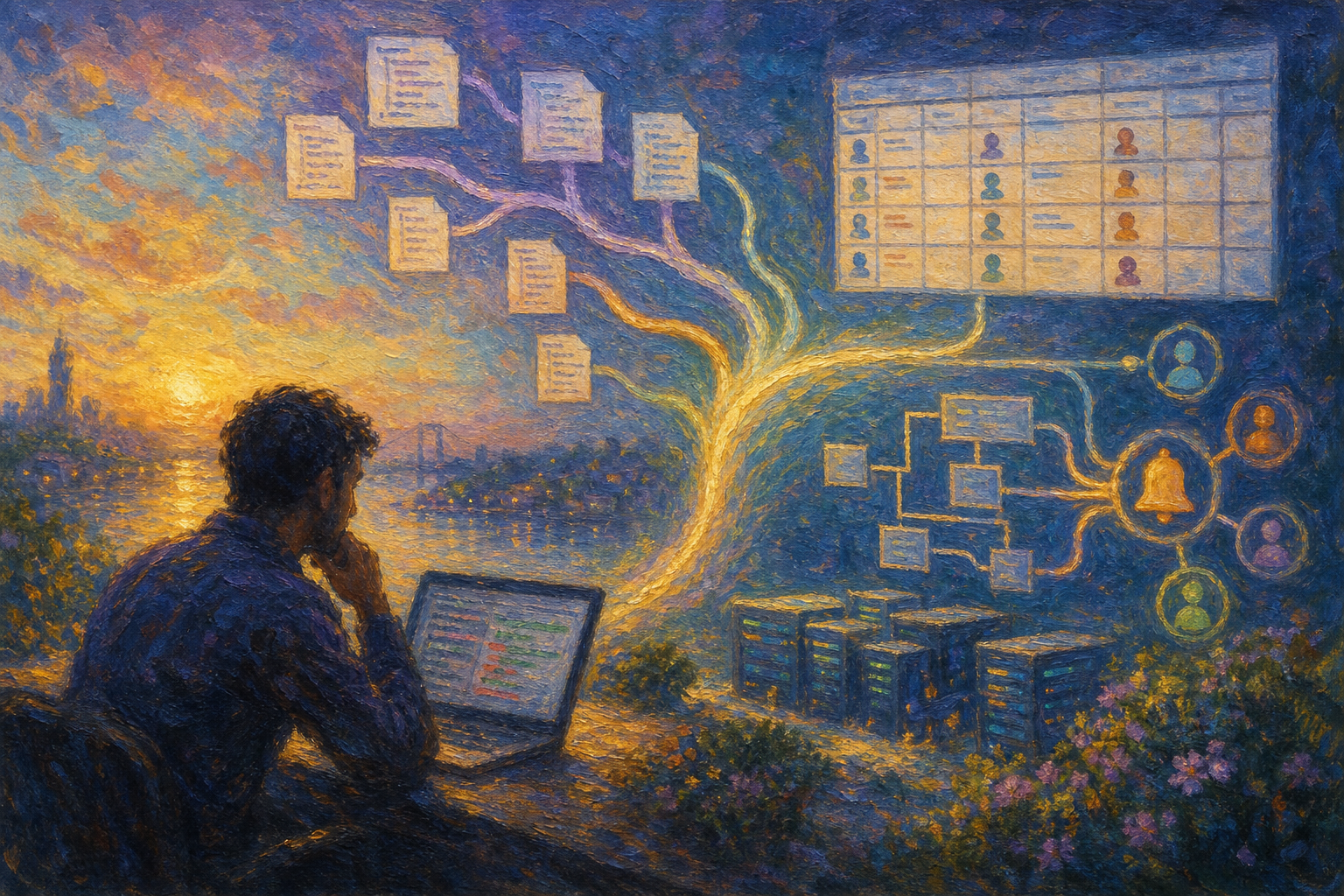 Image Impressionist-style illustration of Git-managed incident management configuration and Terraform workflows