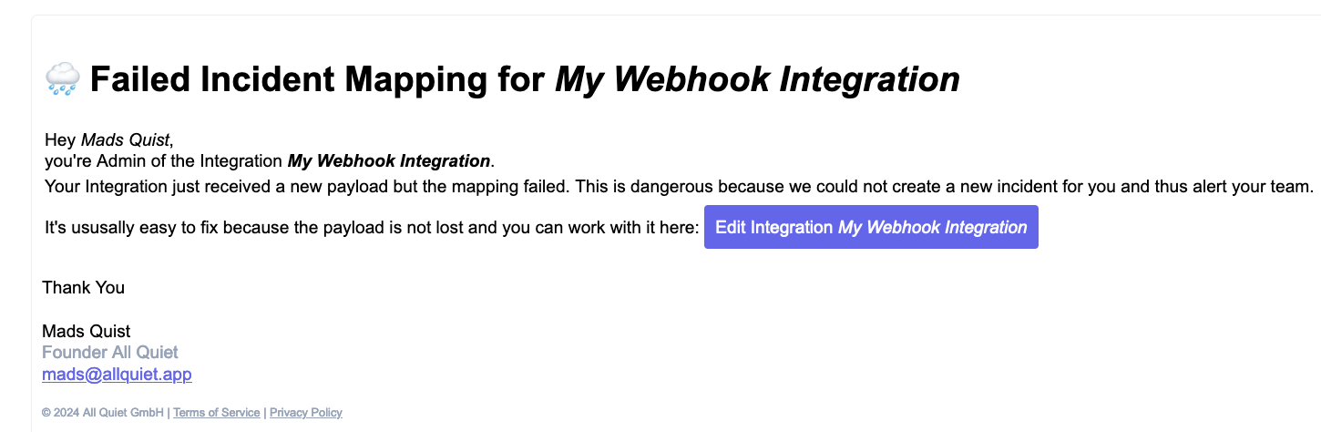 Image Notification of Failed Integration Mappings.