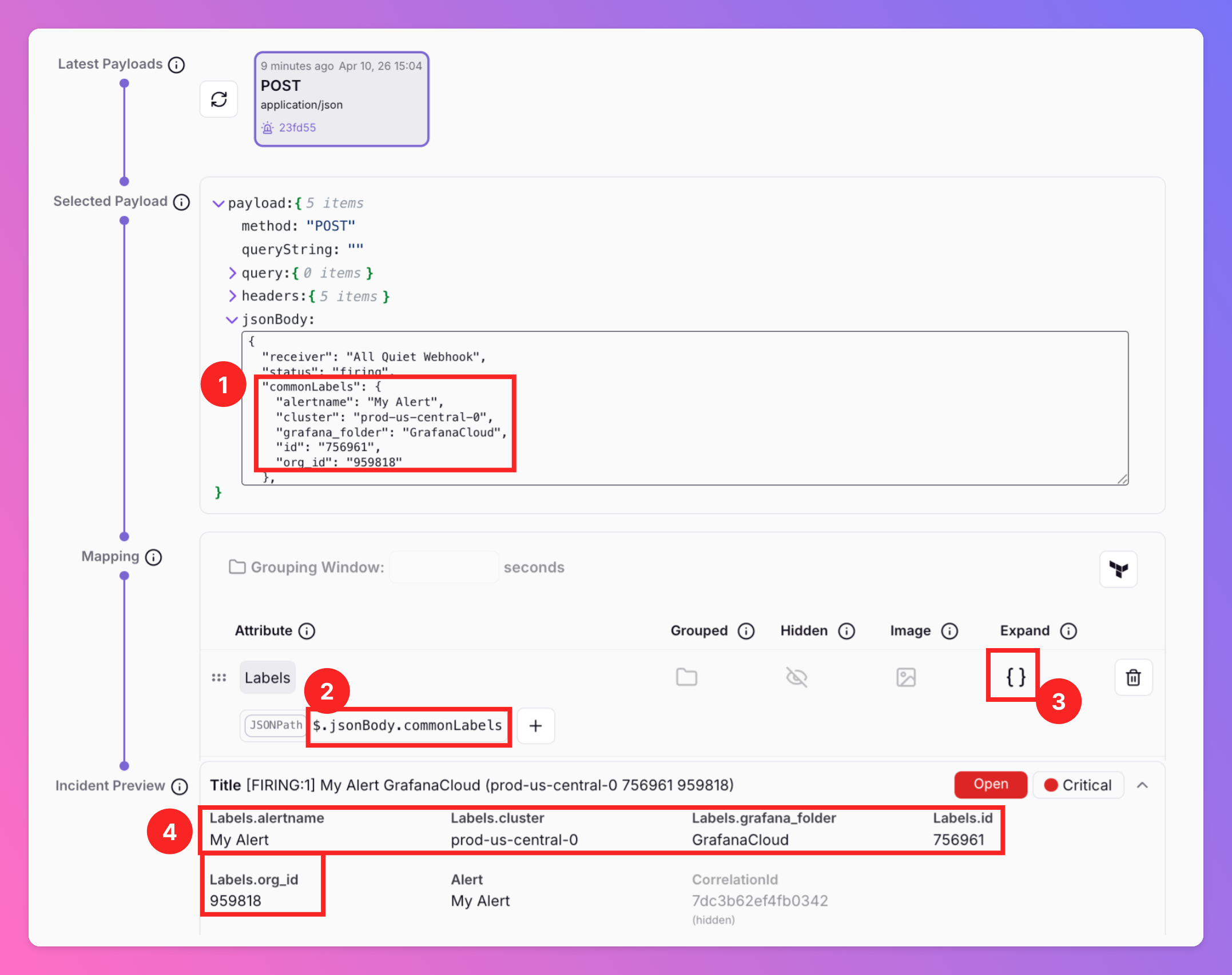 Image Simplified JSON Payload Mapping with \\\\