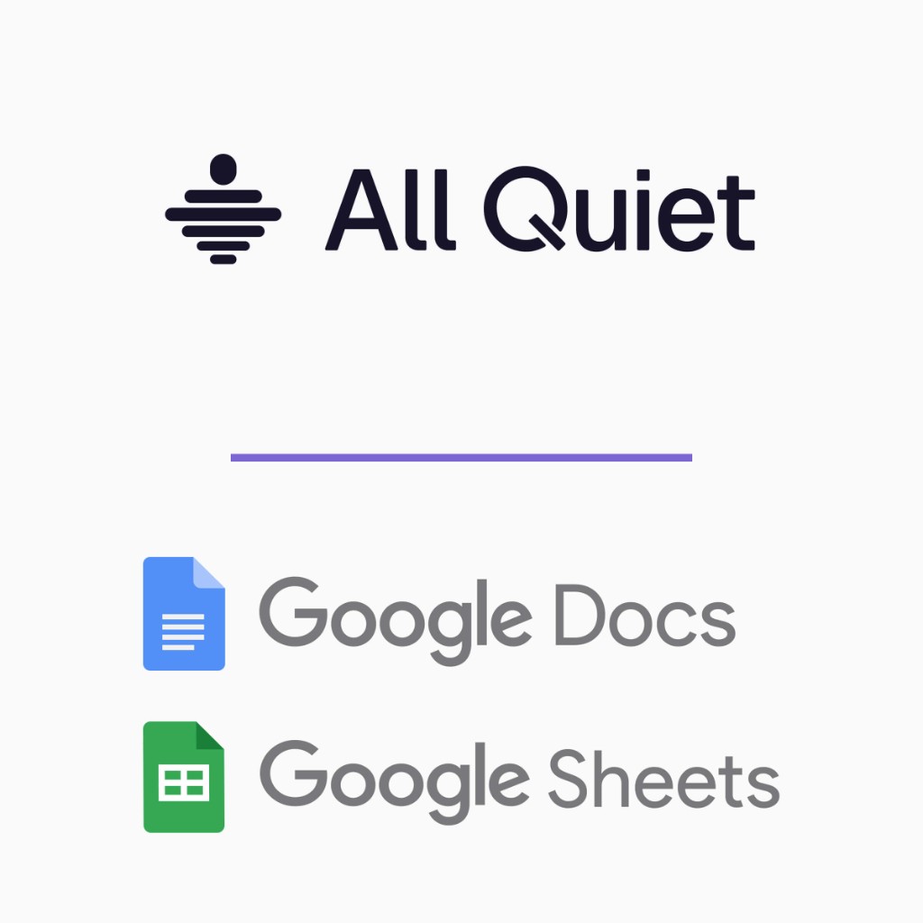 Image All Quiet outbound integrations for Google Docs and Google Sheets