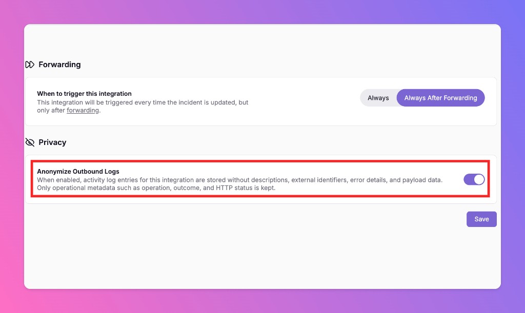 Image Anonymize Outbound Logs