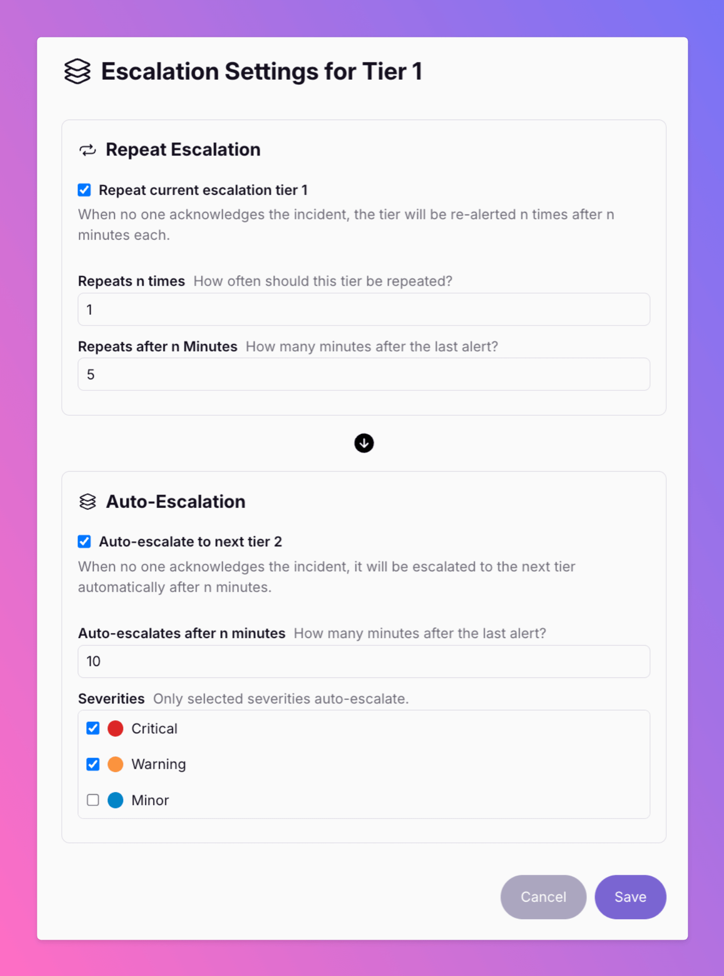 Image New - Repeat Escalation Tier & Filter for Severities
