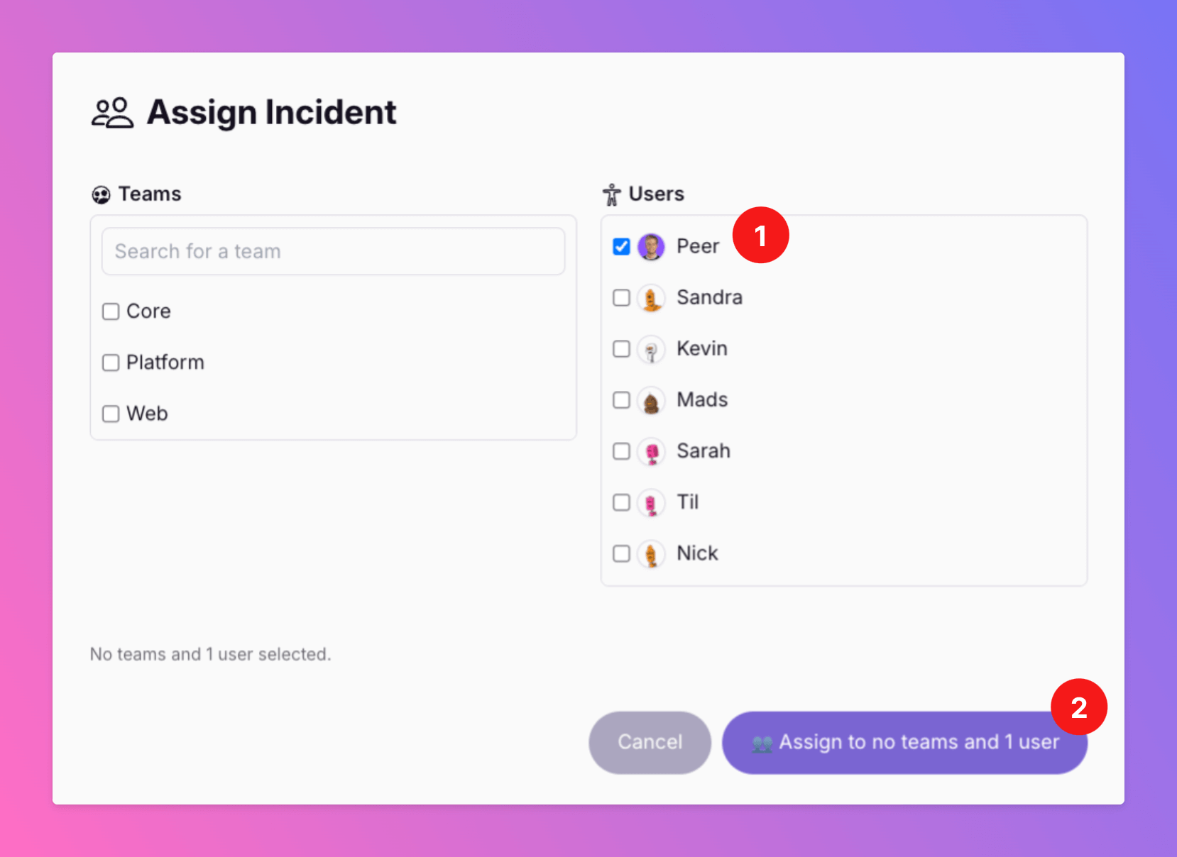 Image Assign Incidents to Specific Users