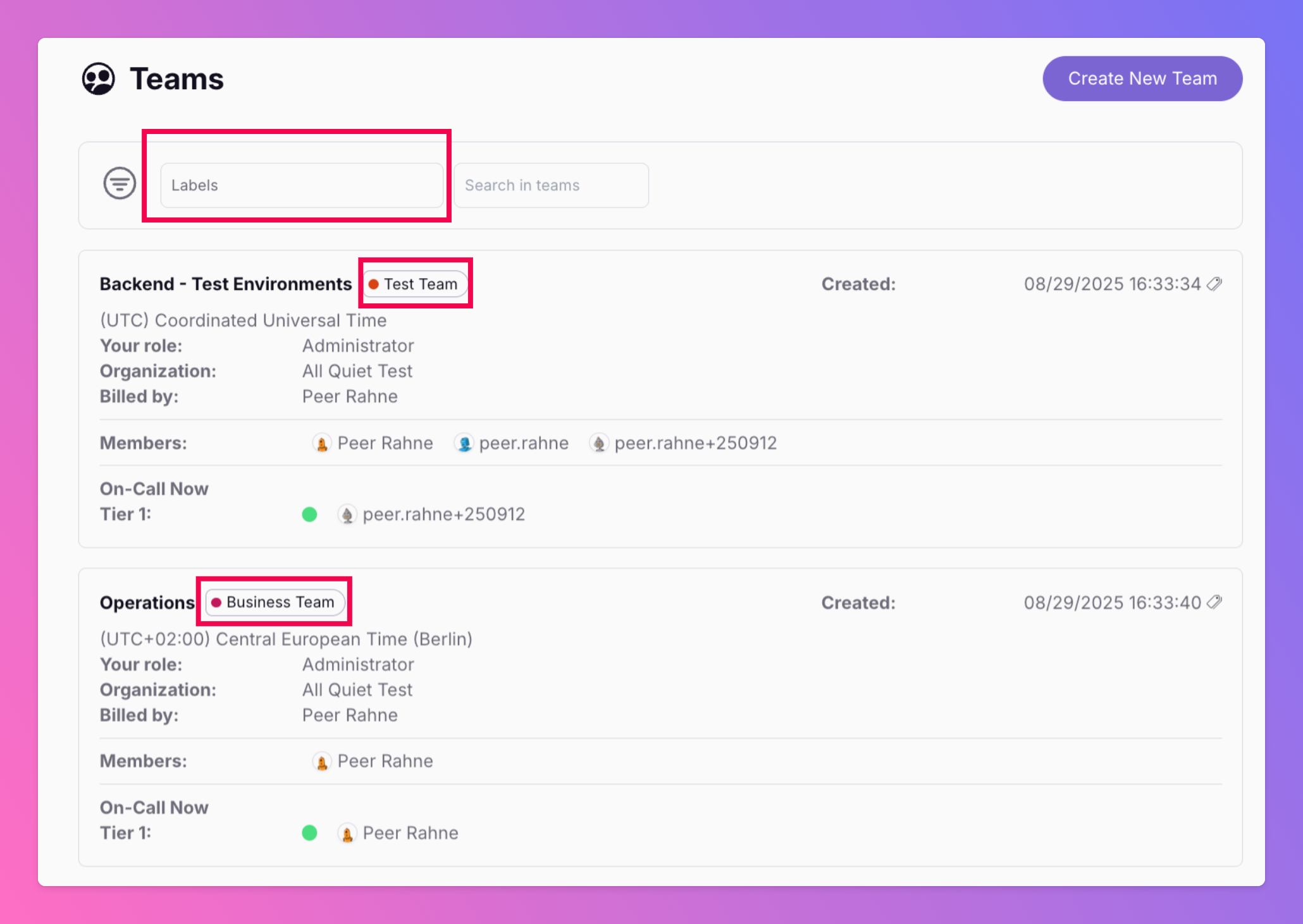 Image Labels for Teams