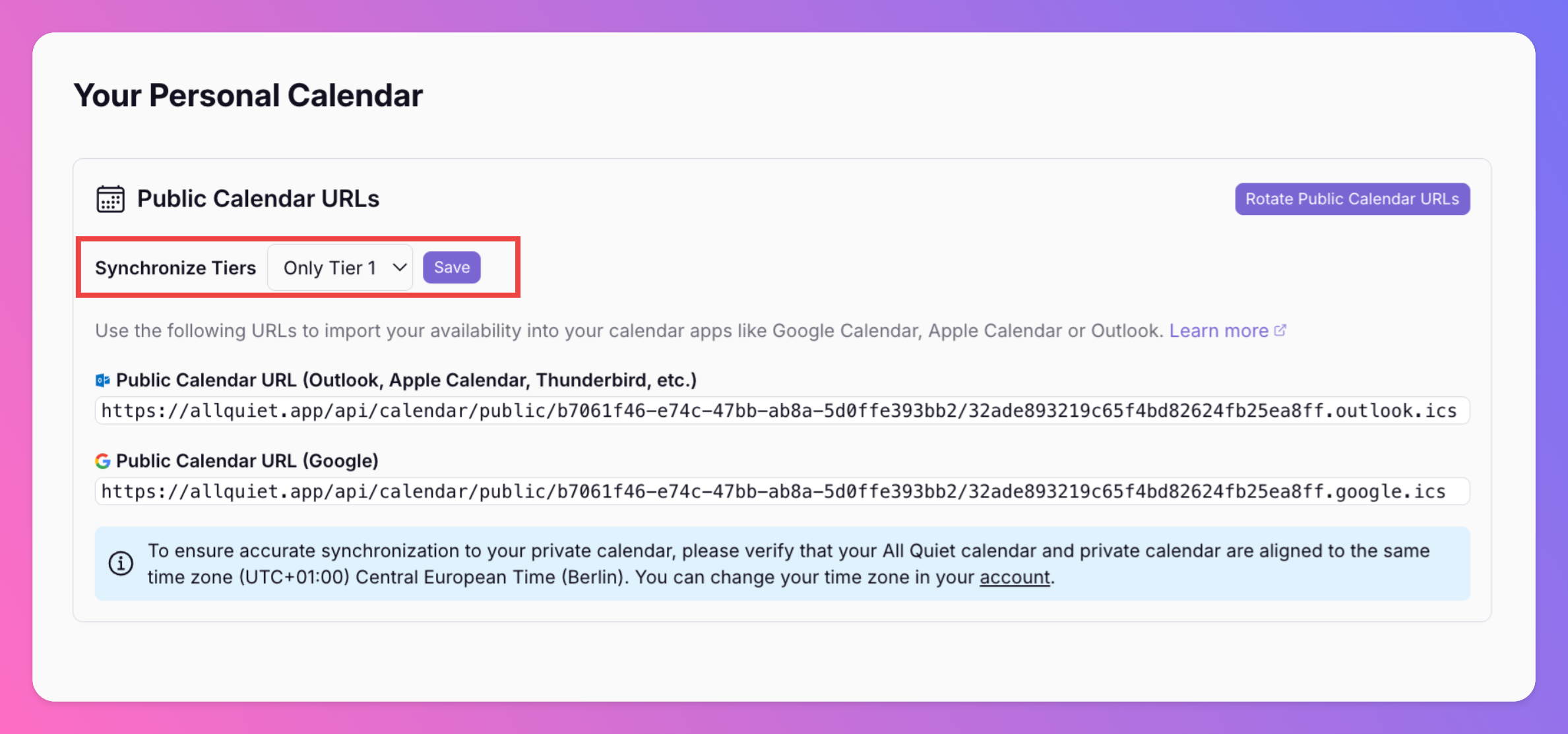Image Tier 1-Only Calendar Export Option