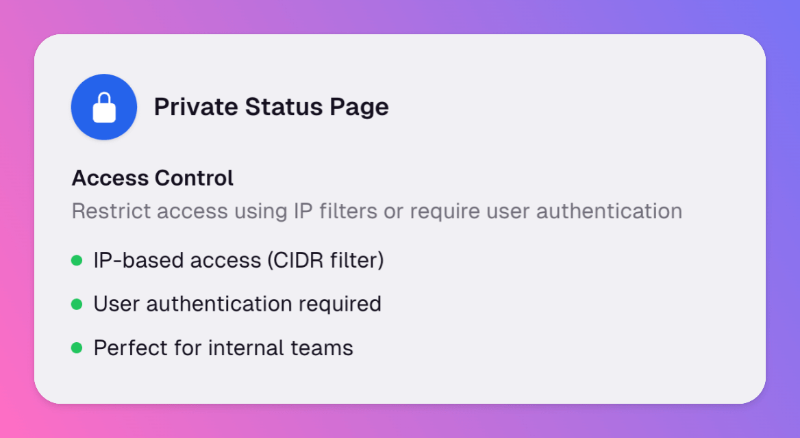 Image Private Status Pages