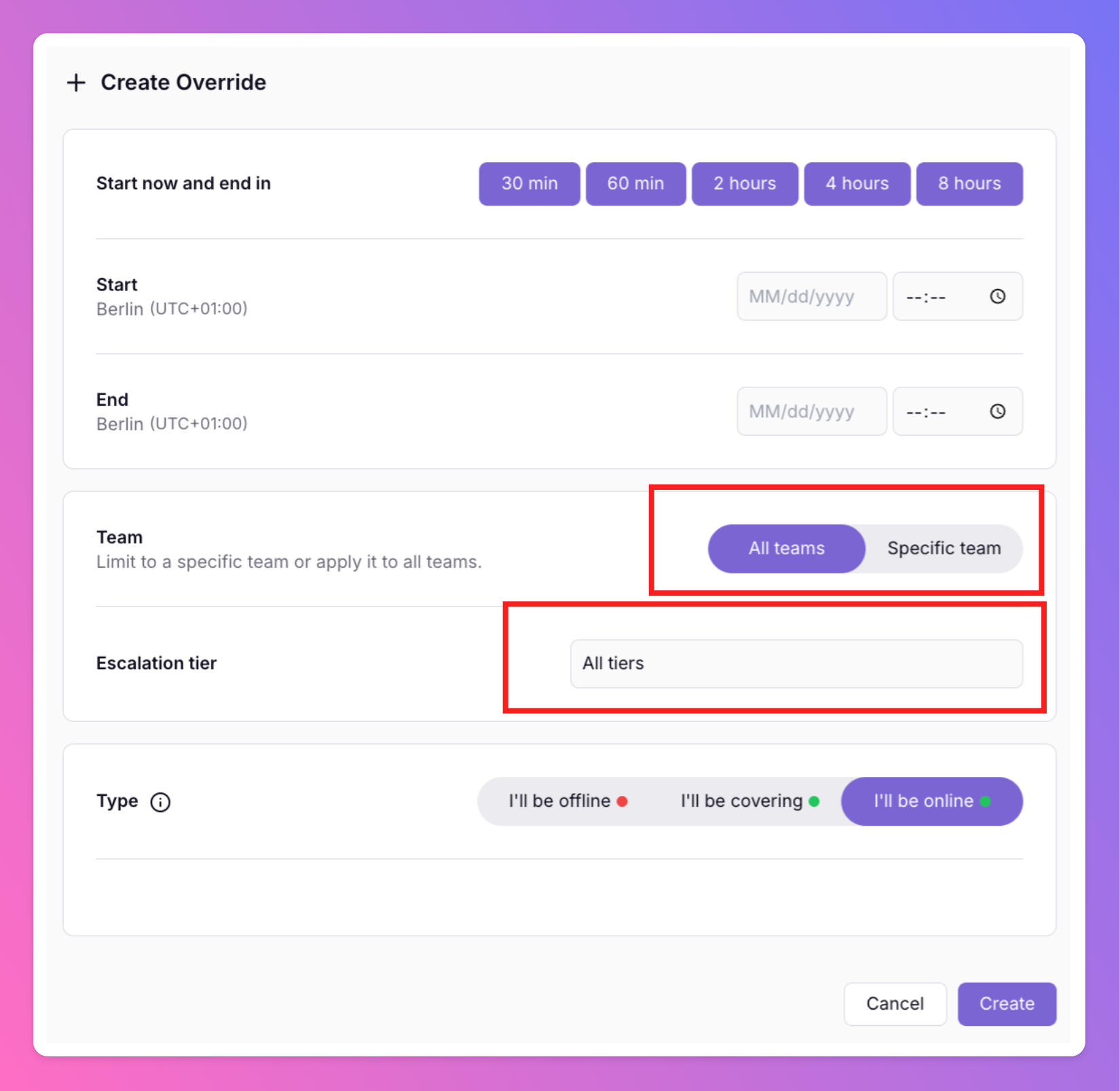 Image More Override Options